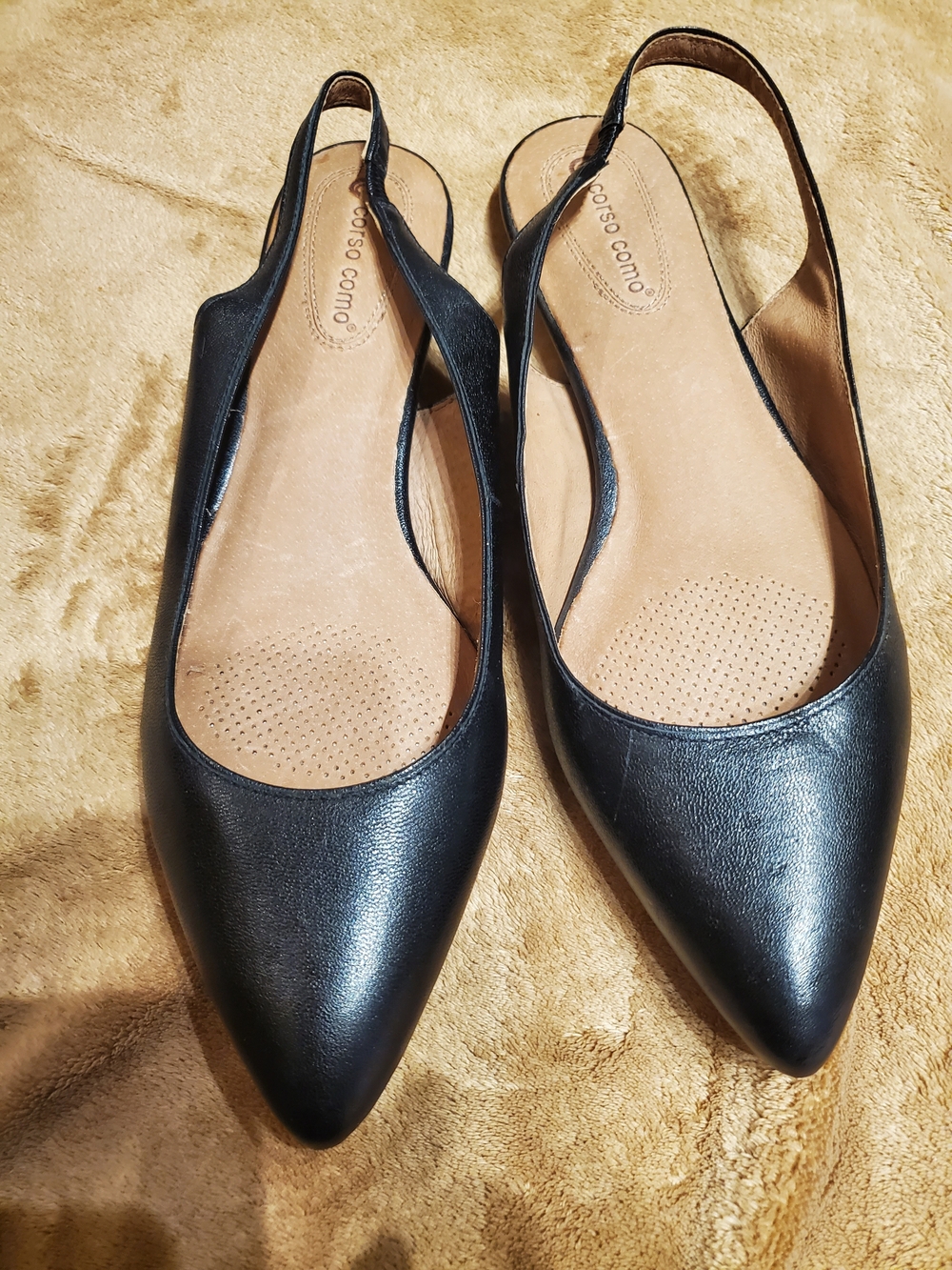 Corso Como Black Pointed-Toe Slingback Flats Size 10 M